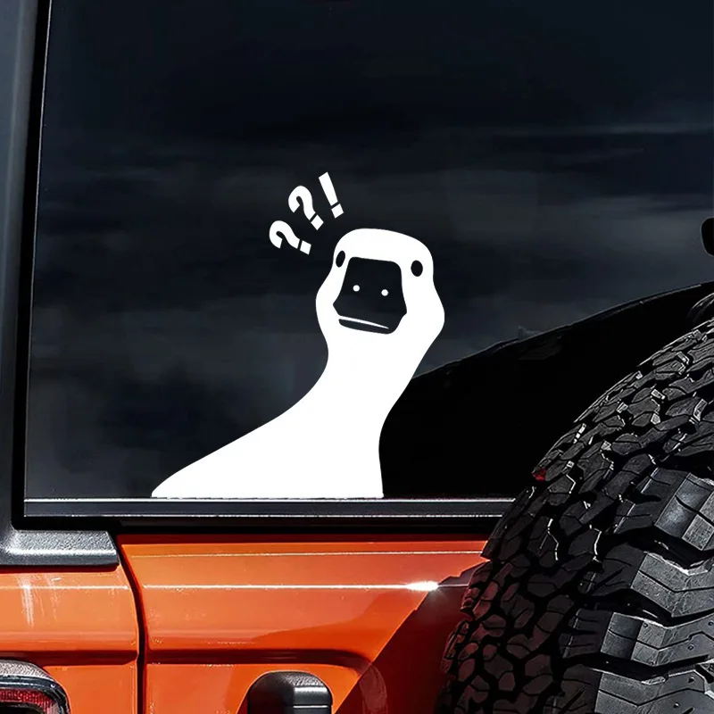 2D Flat Confused Goose Vinyl Sticker 1Pc, Waterproof UV Resistant, for Car Window Body Decor, Holiday Gift
