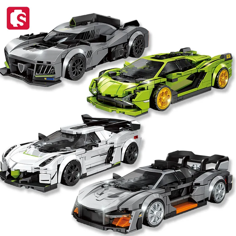 SEMBO ความเร็วกีฬารถ Assemblage Building Blocks MOC Racing รถรุ่นชุดก่อสร้างรถเด็กของเล่นเด็กวันหยุดของขวัญ