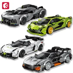 SEMBO BLOCK Sports Car Supercar Assembly Building Blocks MOC Racing Vehicle Model Construction Set Kids Toys Boys Christmas Gift