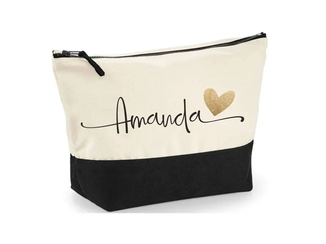 Personalized Makeup Bag Custom Initial with Name Bridal Cosmetic Case Monogram Toiletries Pouch Wendding Gifts for Bridesmaid