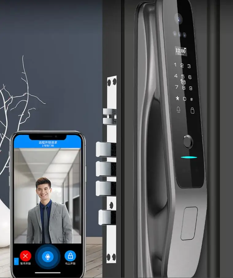 TYSH Totalmente Automático Smart Door Lock com Câmera, Impressão Digital Biométrica, Tuya, Segurança WiFi, Face, Fabricantes Preços