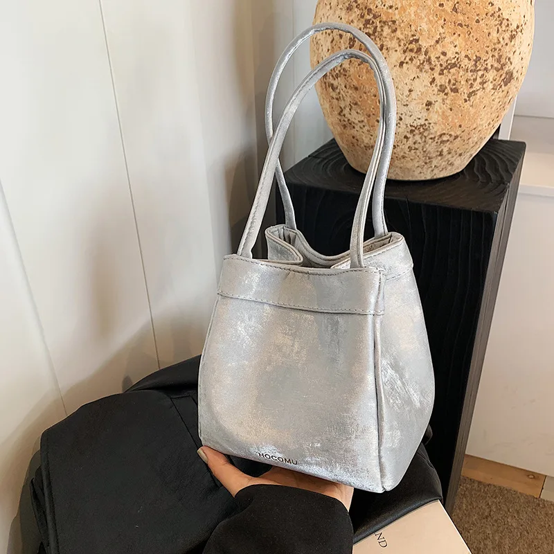 

Сумка-ведро из акварельного шелка 2025 года для женщин, кошелек на шнурке в азиатском стиле с регулируемым ремешком, веганская кожаная сумка «день-ночь»