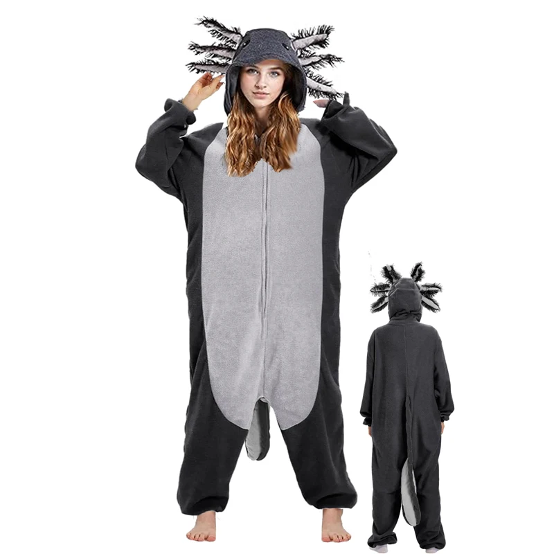 Adult animal costume pink salamander animal pajamas black one-piece pajamas girl Anime Birthday Gift Role Play Kigurumi costume