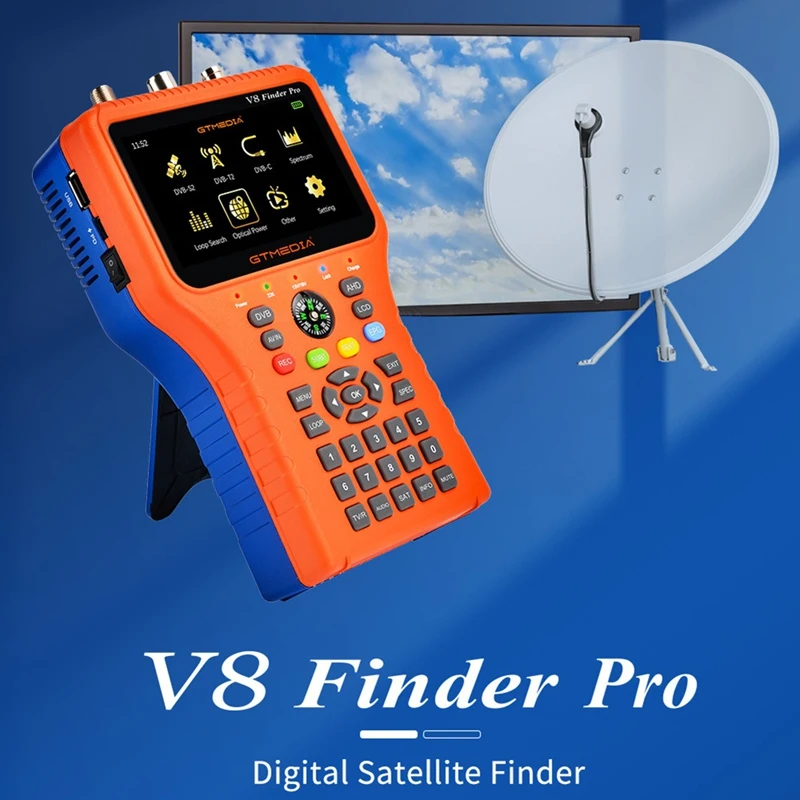 GTMEDIA V8 Finder 2 Pro Meter Satellite Signal Finder DVB-S2X/S2/S/T2/T/C/ATSC-C H.265 Auto Calculate Angle Supports 2.4G