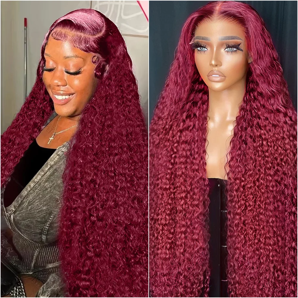 

Бордовый парик 99J с глубокой волной, плотность 200%, HD кружевной фронтальный парик 13x4, из натуральных человеческих волос, 30-40 дюймов, бразильские кудрявые парики с фронтальным кружевом 13x6, предварительно прорезанные