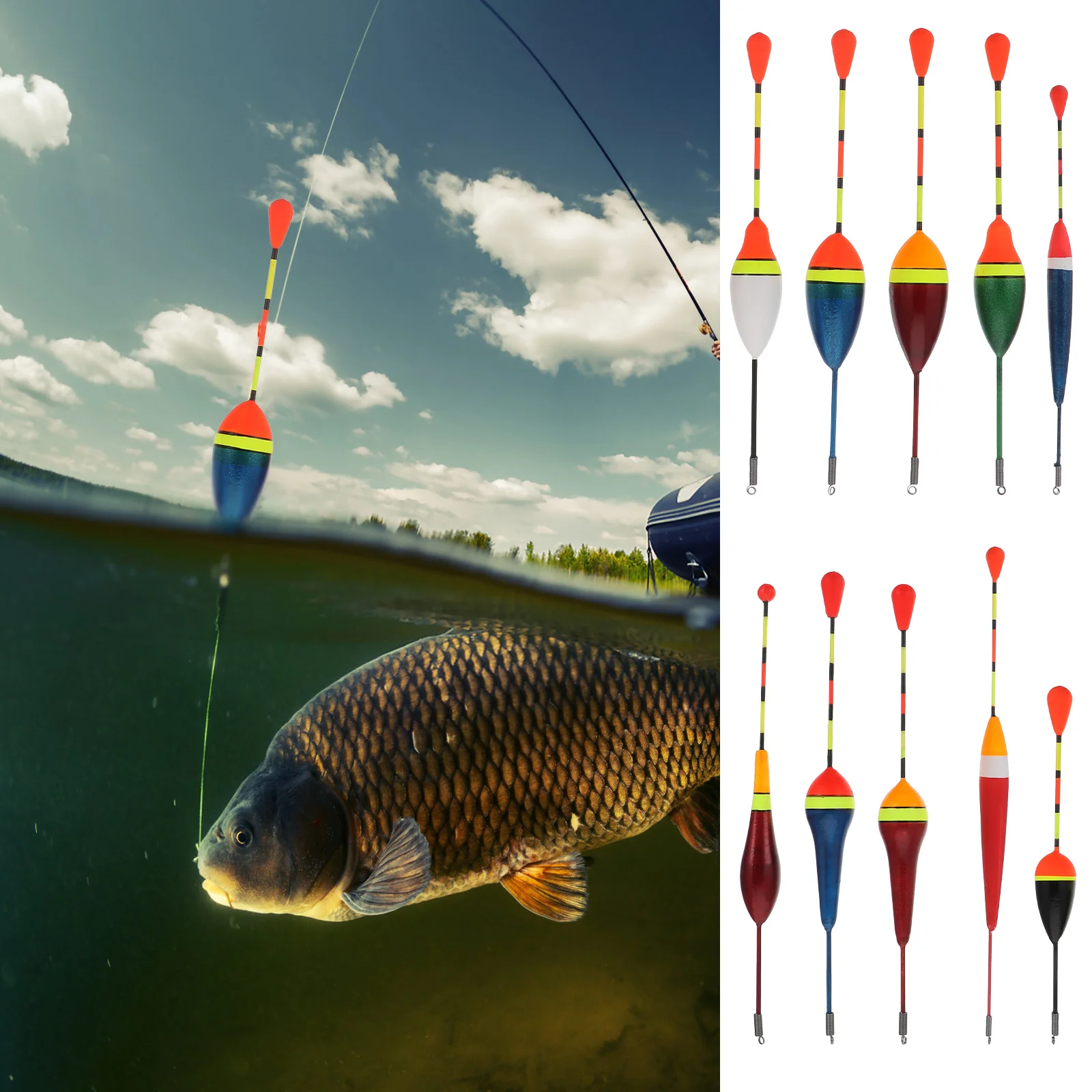 

10pcs Bobbers High Sensitivity Buoyant Drifting Floats For Sea Fishing Transparent Elastic Coated Fishing Accessories