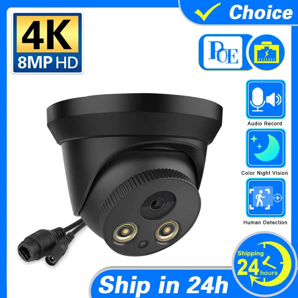 

NINIVISION 8MP IP Camera 4K PoE IPC Mini Dome Built-in Mic IP67 Smart Dual Light Ful-Color IR Surveillance Video IPC Security