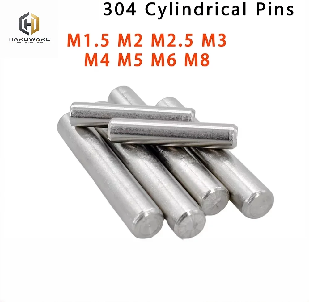 M1.5 M2 M2.5 M3 M4 M5 M6 M8 Cylindrical Locating Dowel Pin 304 Stainless Steel Metal Fixing Shaft Lock Pins Round Bar Solid Rod