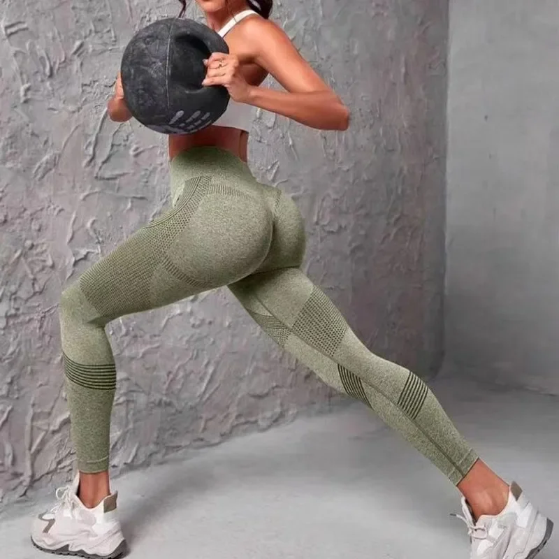 Legginsy fitness z wysokim stanem w paski siatkowe legginsy damskie wysokiej talii podnoszenie bioder trening na świeżym powietrzu moda do biegania elastyczne spodnie