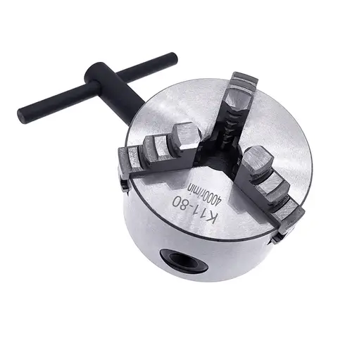 1Set K11-80 3-Jaw Self-Centering Lathe Chuck Manual Metal Turning Chuck with Jaws Lathe Machine Tools Accessories