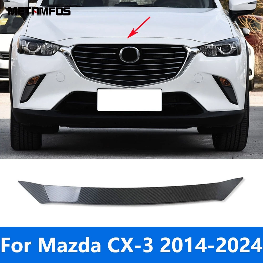 For Mazda CX-3 CX3 2014-2022 2023 2024 Carbon Fiber Front Engine Lid Cover Trim Upper Grille Grill Trim Accessories Car Styling