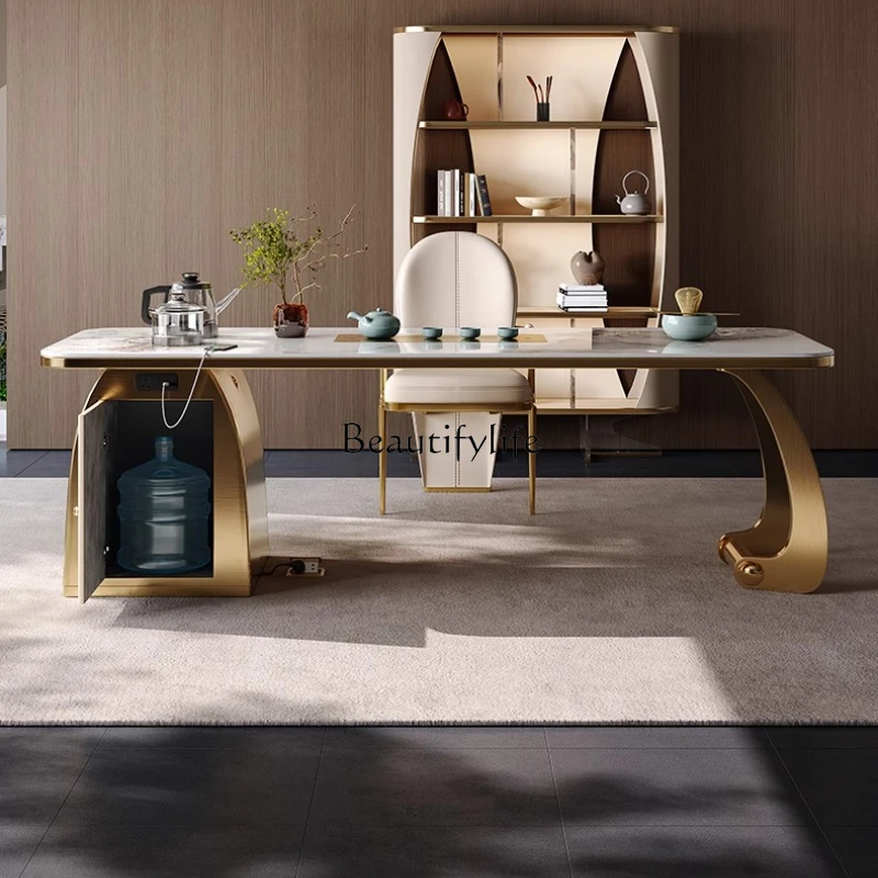 04*Rock slab tea table light luxury modern high-end household tea table kettle