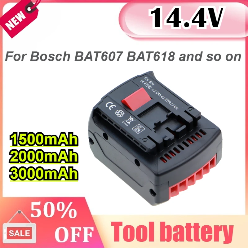 

For Bosch Replacement 14.4V 1500mAh/2000mAh/3000mAh Li Ion Battery BAT607 BAT618 Power Drills Grinders and Tools Battery