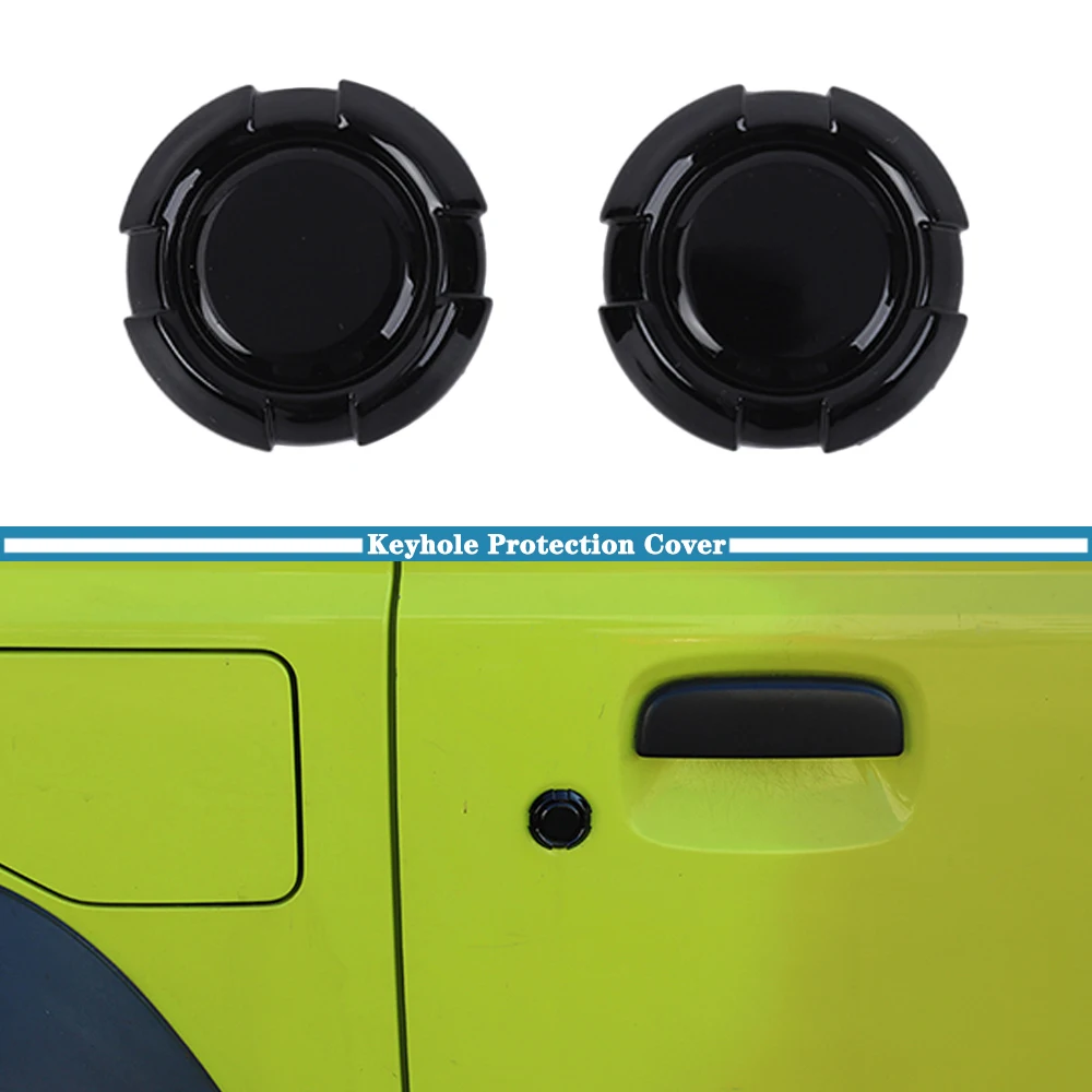 2-Pack Car Door Keyhole Lock Socket Protection Cover Trim for Suzuki Jimny 2019 2020 2021 2022 2023 Exterior Accessories Black