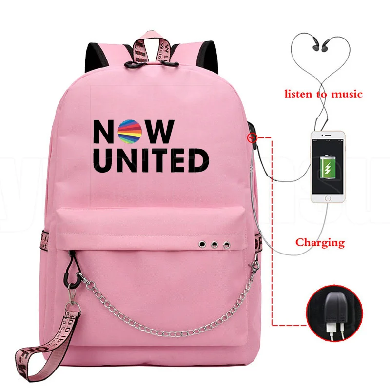 Harajuku Novelty Cool Now United USB Student School Bags Unisex Print Oxford Waterproof Notebook multifunction Travel Backpacks