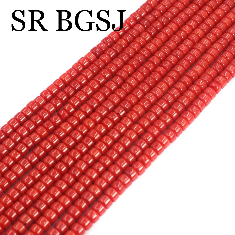 5x3mm Small Drum Rondelle Tube Sardi Red Natural Bamboo Coral Gemstone Jewelry Making DIY Accessories Beads Strand 15