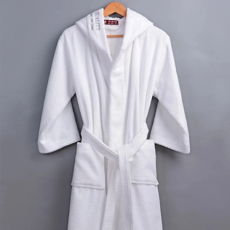 الكلاسيكية الشتاء رداء الرجال الذكور مقنعين 100% القطن تيري منشفة طويلة Bathrobe الرجال فندق المنزل سميكة الدافئة روب للنوم كيمونو Robes