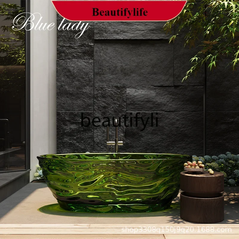 YL F56 Transparent color resin integrated free-standing bathtub home hotel homestay simple dream cream wind