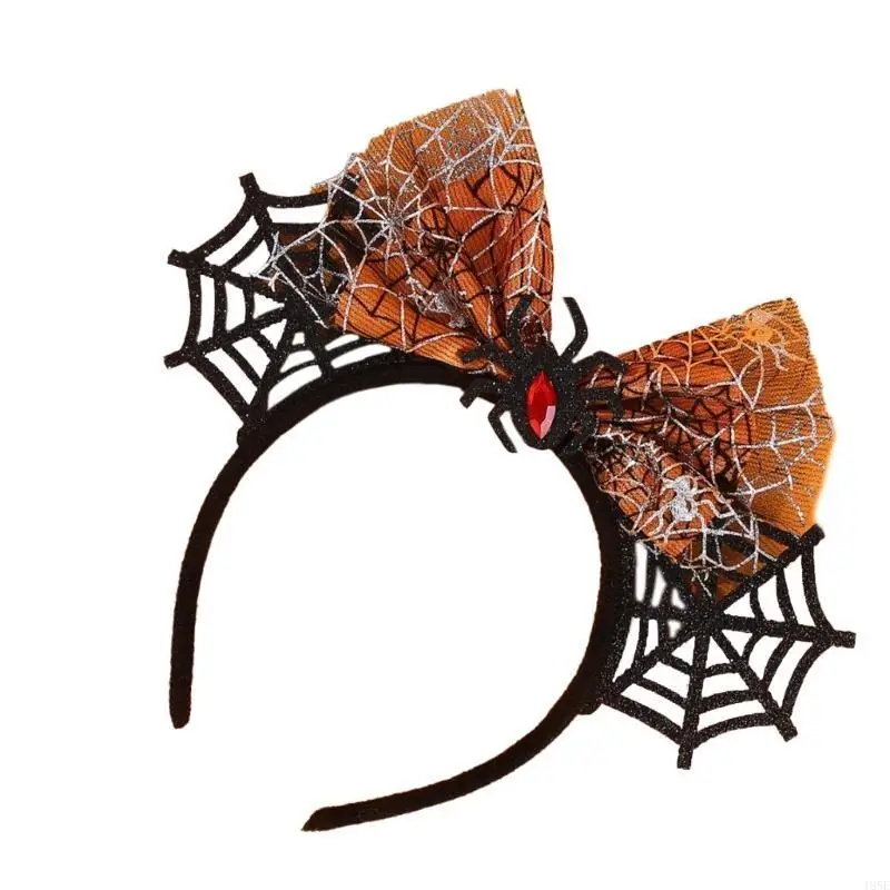 195E 調整可能なサイズハロウィンクモの耳ヘアフープ弓付き快適な生地の衣装帽子かぶとコスプレ用