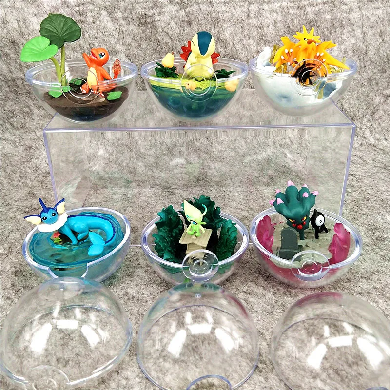 Pokemon Pikachu Charmander Zapdos Vaporeon Misdreavus Celebi Anime Figure Gashapon Crystal Elf Ball Blind Box Toy Ornaments Gift