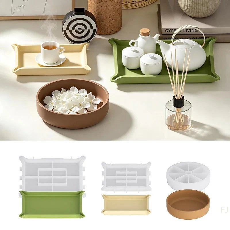 [YU]Curved Corner Square Storage Tray Silicone Mold DIY Handmade Plaster Resin Jewelry Display Plate Craft Casting Molds Home D