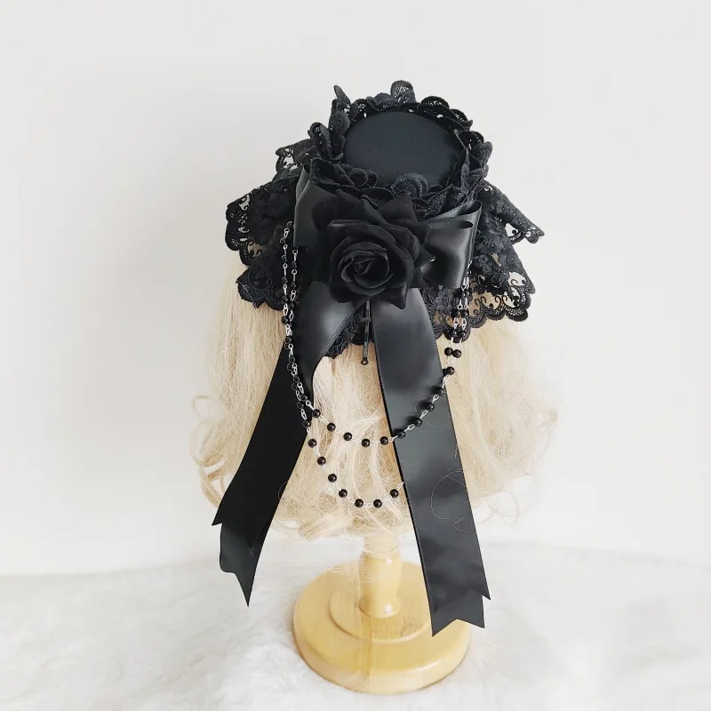Cappello gotico retrò scuro Copricapo Lolita Accessorio per capelli di Halloween Accessori per feste fotografiche da vampiro europeo