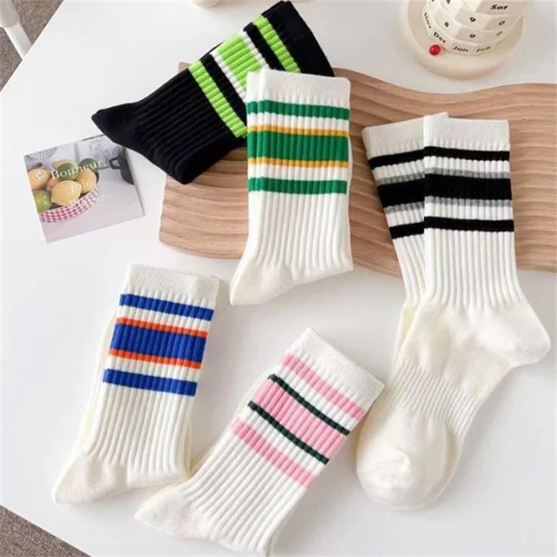 5pairs Combed Embroidered Letter College Style Women's Sports Socks Stockings ,woman Socks in All Seasons Fashion Sock