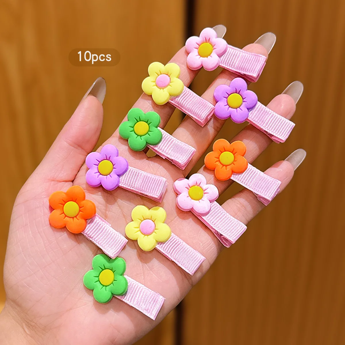 10 flower hair clips with sweet and stylish colors, randomly arranged for daily use as hair accessories