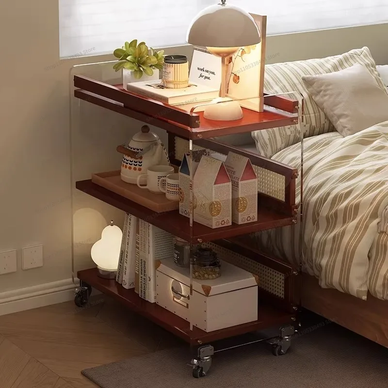 For Mobile Pulley, Coffee Table Living Room Household Trolley, Shelf, Snack Storage Rack, Sofa Side Cabinet Side Table