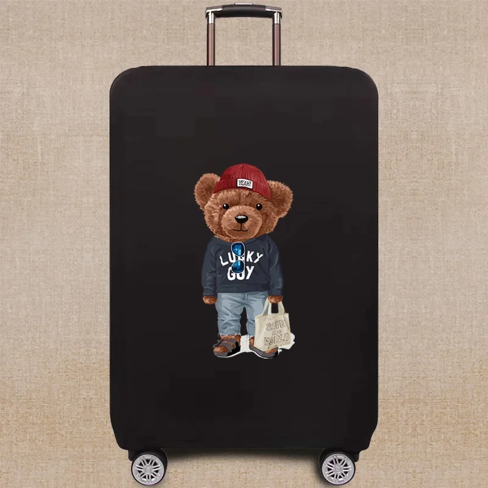 New Suitcase Cover Protective Suitcase Trolley Case Travel Dust Cover 18- 28inch Bear Pattern Series Elastic Luggage Protective