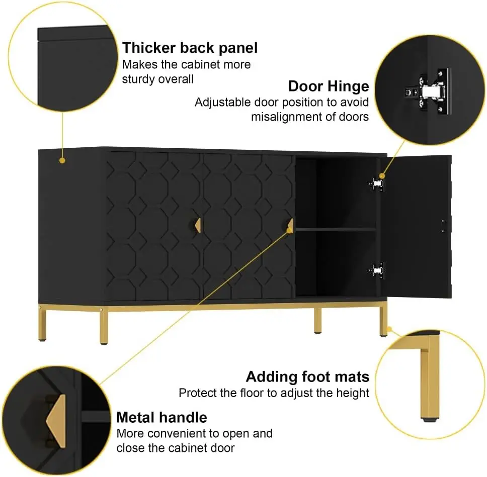 Side boards chrank, moderner freistehender Lagers chrank 3-türiger Akzents chrank für Wohnzimmer, Flur, Eingangs bereich oder Küche