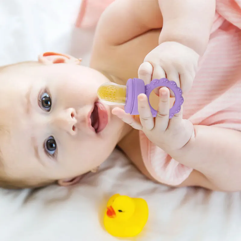 Baby Fruit Feeder and Silicone Freezer Tray Set — Baby Breast Milk Popsicle Molds to Soothe Teething Pain; BPA-Free Baby Mesh F