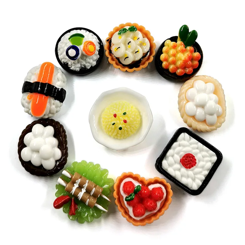 10pcs Sushi Resin Fridge Magnets Rice Egg Magnetic Sticker Whiteboard Refrigerators Home Decor Kitchen Decoration Accessories