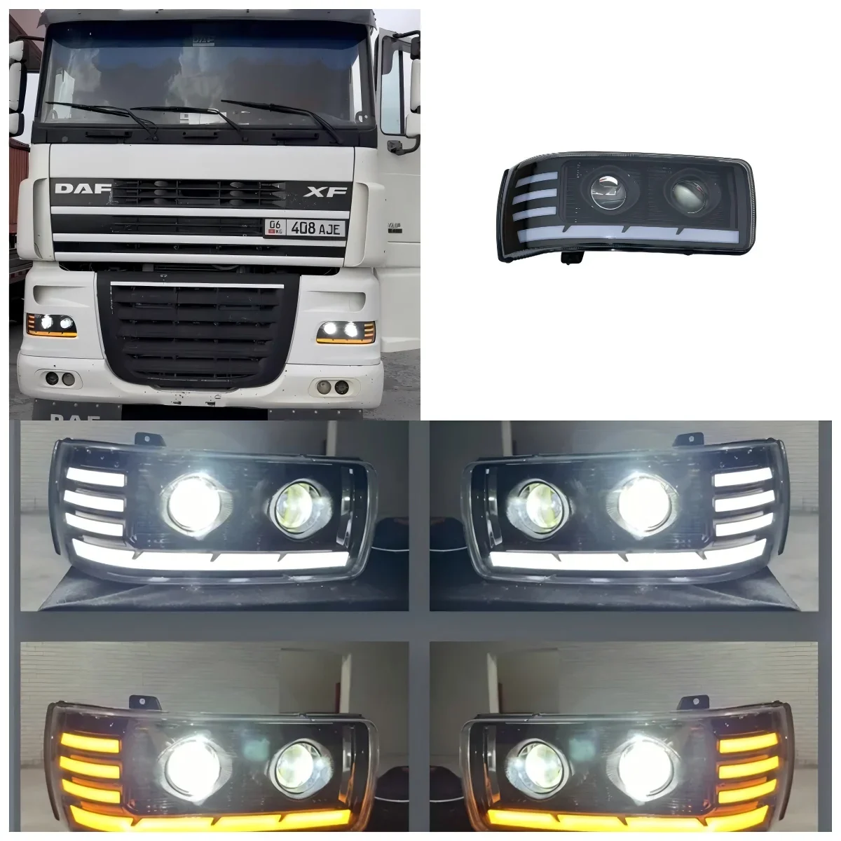 1PCS 24V lorry LED Headlight With Lens Fit for DAF XF95 XF105 XF106 CF85 Truck