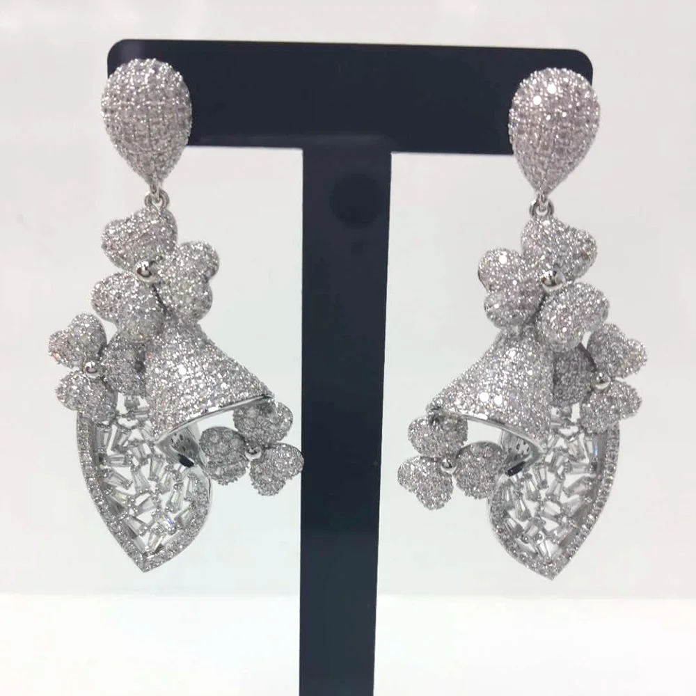 

Missvikki Luxury Gorgeous Skeleton Pendant Earrings For Women Wedding Party Shiny Full CZ Earrings Fashion Jewelry High Quality
