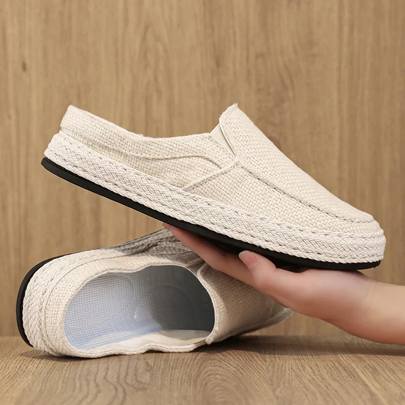 New Canvas Mens Breathable Casual Shoes Mens Lightweight Sneakers Mens Lazy Driving Shoes Comfortable Flat Loafers Walking Shoes