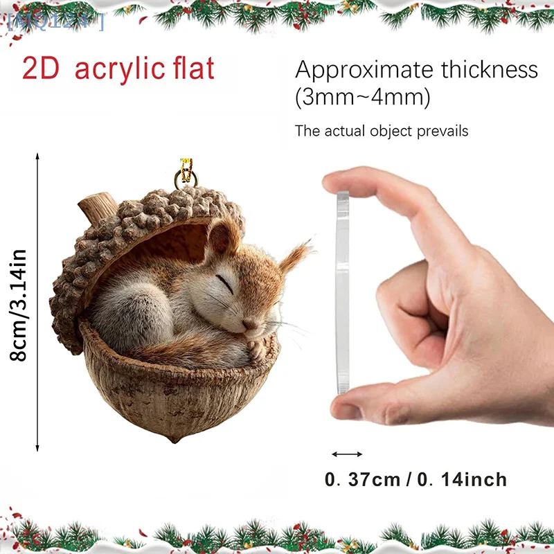 【MQ124】حلي على شكل حيوانات الغابة، زينة عيد الميلاد المسطحة المريحة ثنائية الأبعاد، 2026 زينة حيوانات مخروطية الصنوبر الجديدة