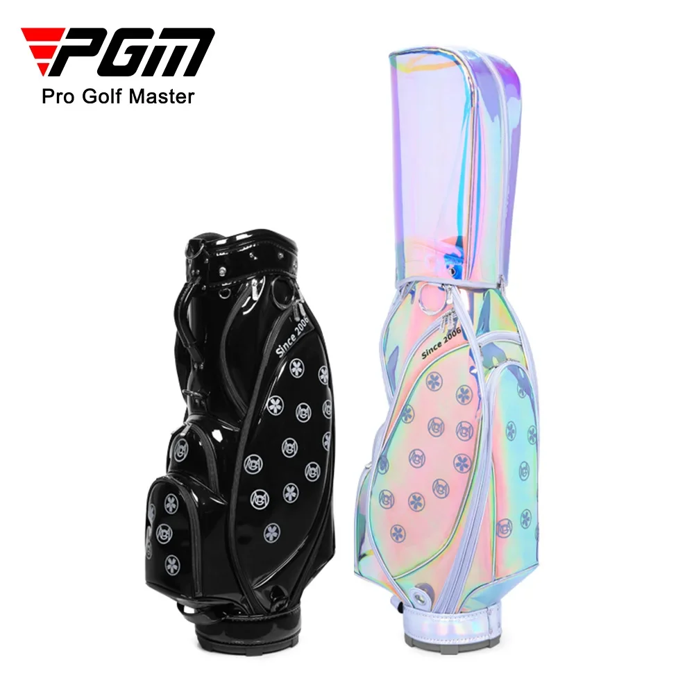 PGM Women Golf Bags Waterproof Lightweight Transparent Holds 13 Clubs Colorful Laser Transparent Portable Club Pack QB125