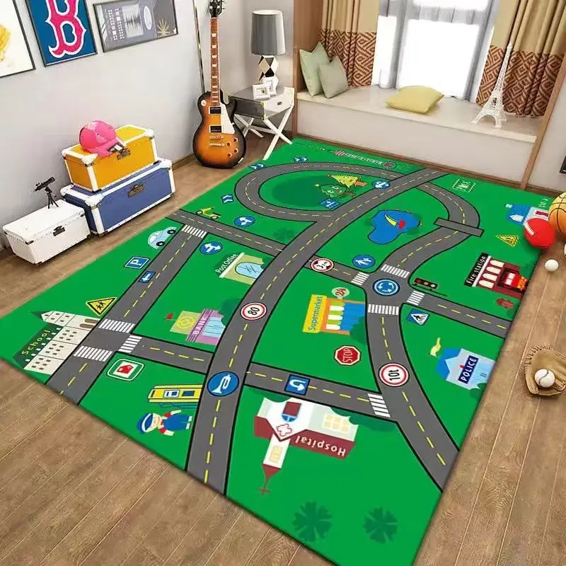 Early Education Children Carpet Soft Puzzle Crawling Mats Carpets for Bedroom Decor Urban Traffic Scene Map Game Toy Floor Mat