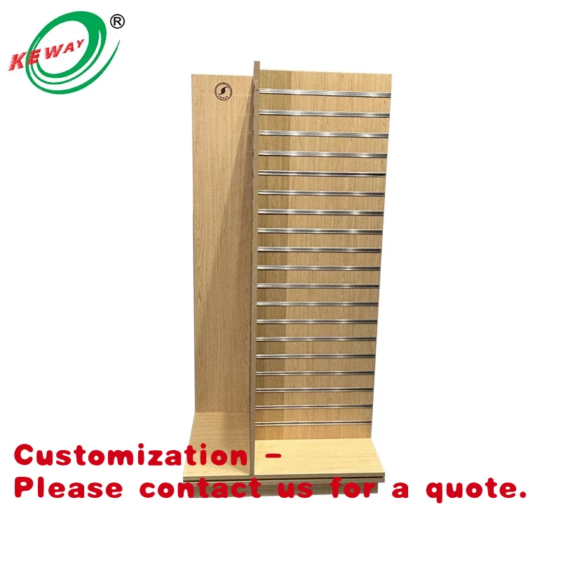 

Customize.Keway MDF Slatwall Panels Retail Stores 4 Sided Wooden Display Wall with Hooks & Floor Stand