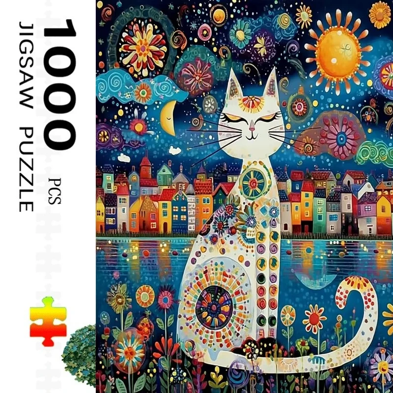 Colorful Cat Animal New Style Educational Puzzle Difficult Challenge Leisure Decompression Jigsaw Puzzle