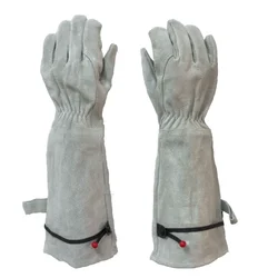 Cowhide Long Horticultural Gloves, Sun Protection Piercing and Cutting Gloves Welding Site Work Gloves Labor Protection Gloves