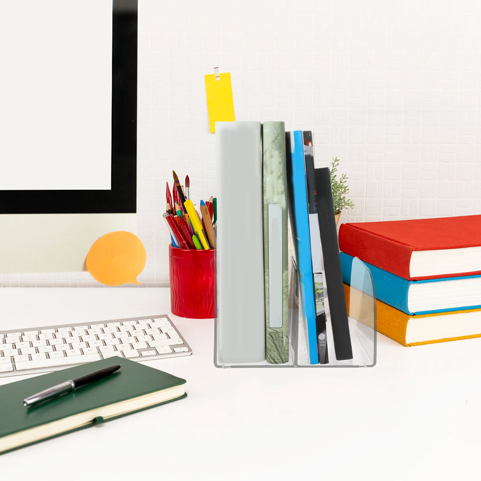 

Transparent Bookend Desk Office Supplies Student Magazine Files Heavy Duty Books Storage Modern Plastic ganizer