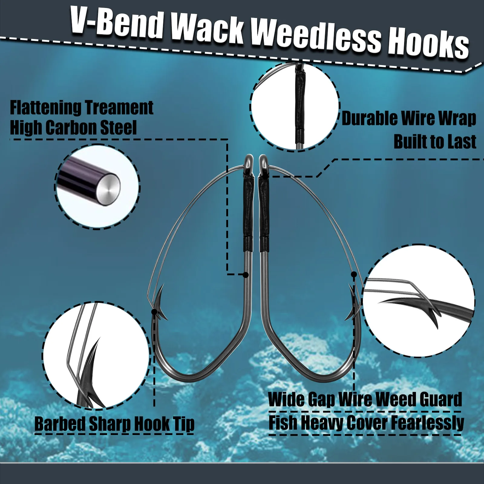 9KM Anzuelos Wacky Weedless - V para lubina - imagen 2