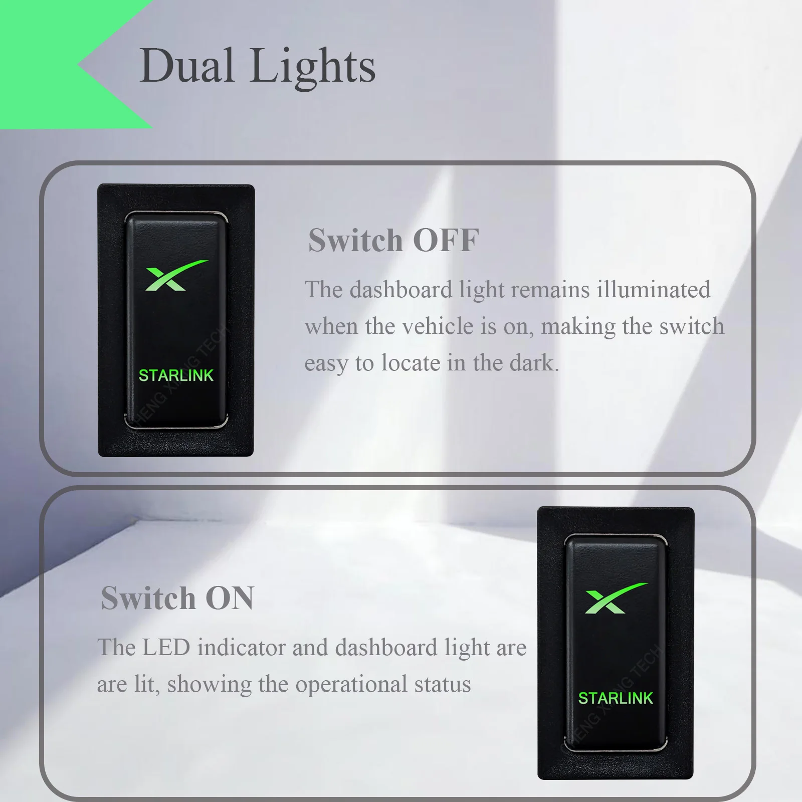 Custom OEM 12V Car Switches for Toyota Buttons ( Green Light )
