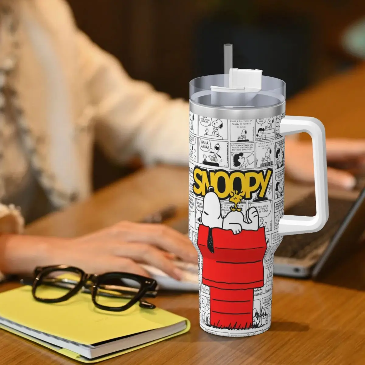 Snoopy Peanuts Tumbler Hot Drinks Water Bottle Portable Stainless Steel Coffee Mug Graphic Travel Mugs Cup