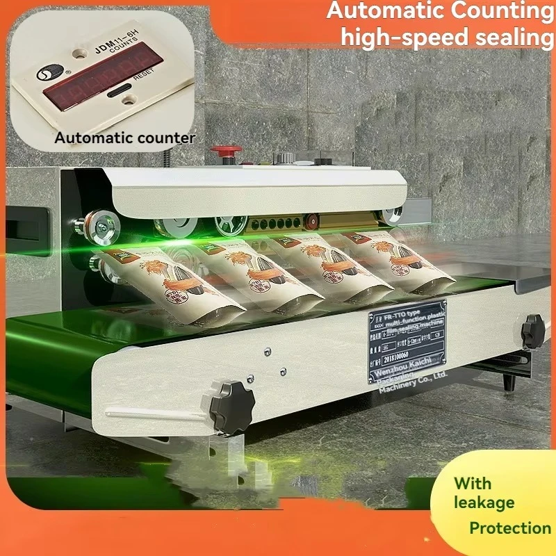 FR-900 Commercial Continuous Band Sealer Adjustable 6-12mm Seal Width Plastic Foil Snack Pouch Continuous Sealing Equipment