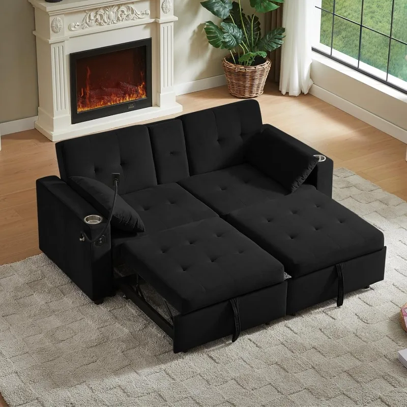 home. Divano letto queen size split da 70 pollici per soggiorno, divano letto estraibile con portabicchieri, porta telefono, struttura in legno massello,