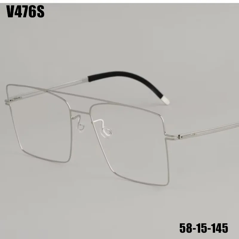 Men Oversize Square Ultralight Glasses Frame Brand Designer Screwless Double-Beam Eyeglasses Women Business Titanium Spectacles