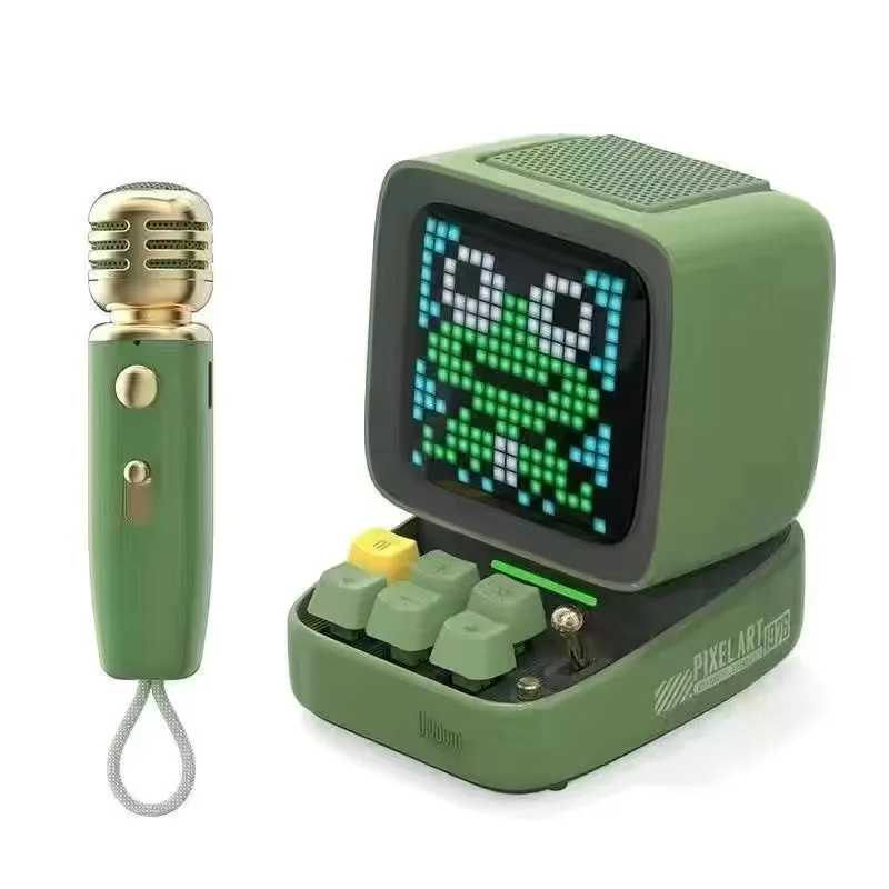 Ditoo-Mic Bluetooth Speaker with Karaoke Microphone, Pixel Art Display, Desktop Decor, Different Sound Modes, Gift Idea